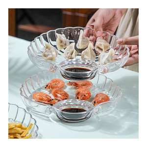Plateau de service à dessert à biscuits Plateau à croustilles <span class=keywords><strong>en</strong></span> <span class=keywords><strong>verre</strong></span> <span class=keywords><strong>Compartiment</strong></span> Fromage Apéritif <span class=keywords><strong>Assiette</strong></span> - Product Image 2