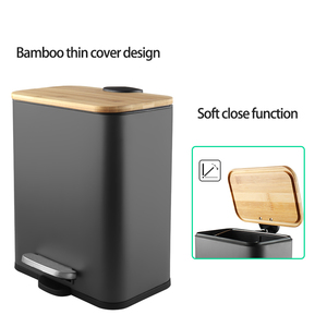 Modern Household Rectangle <strong>Wooden</strong> Pedal Trash Can Bathroom <strong>Bin</strong> Bamboo <strong>Compost</strong> <strong>Bin</strong> Rubbish <strong>Bin</strong> - Product Image 6