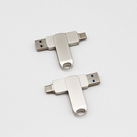 Swivel stik memori usb c 2 in 1, flash drive ponsel otg 32gb 64gb 128gb logo kustom, stik memori pribadi logam