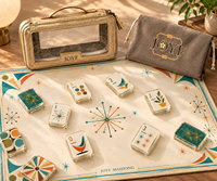 Tuiles de mahjong en acrylique de qualité supérieure à 4 couches, design rétro atomique, 160 pièces, accessoires de jeu de mahjong américain