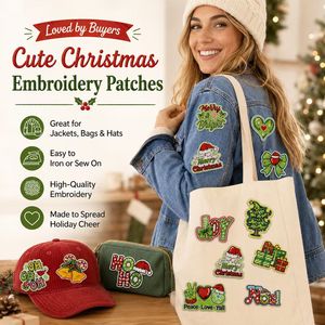 Parches de Aplique Termoadhesivos y Cosidos para Ropa, con Diseños Lindos de Navidad, Árbol de Navidad, Santa Claus, Bordados, en Stock, Venta al por Mayor - Product Image 3