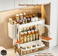 Choix Populaire : Organisateur Mural de Cuisine pour Épices, Armoire à Double Porte Transparente pour Rangement de Cuisine et Garde-Manger Domestique