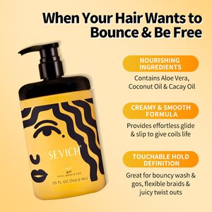 <span class=keywords><strong>Gel</strong></span> à friser les cheveux forte tenue pour rendre les cheveux brillants à l'huile de noix de coco crème à friser produits pour friser les cheveux naturels des hommes - Product Image 5