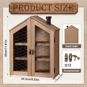 Support de rangement pour œufs en forme de maison en bois, double porte, décoration de cuisine, préservation de la fraîcheur, étagère divisée - Product Image 4