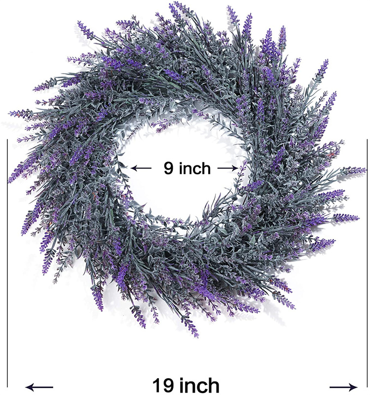 19inch Artificial Lavender Wreath for Front Door Farmhouse  Wall Window Indoor Outdoor Decor