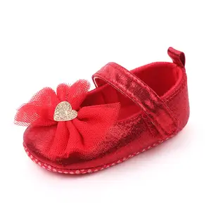 Beautiful 1 Years Bowknot Baby Girl Baby Princess Shoes Kids Indoor Soft Bottom Anti-skid Baby Fancy Dress Girls Shoes