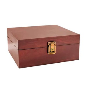 Solid Wood <b>Storage</b> <b>Box</b> With Compartments <b>Lockable</b> Desktop Organizer Natural Pine Wood Rectangle Shape F23 - Product Image 3