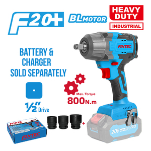 ชุดเครื่องมือไร้สาย FIXTEC 20V แบตเตอรี่ลิเธียมไอออน สว่านไร้แปรงถ่าน ประแจบล็อกไร้สาย 1/2 นิ้ว รุ่น FCIW8001 ประแจบล็อกไร้สาย FCIW8001 FCIW8 - Product Image 4