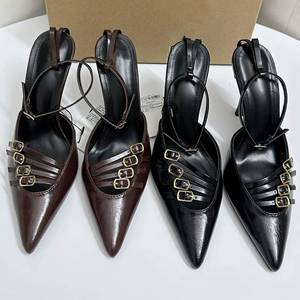 Pointed-Toe Buckle Strap High Heels <b>Sandals</b> for Women - Slim Heel, Sexy Single-Strap Closed-Toe Ladies Fashion <b>Sandals</b> - Product Image 6
