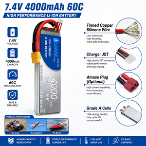 Lipo Pil 2S 7.4V 4000mah 60C Araba Kamyon Canavar Tekne RC Oyuncak XT60 T EC3 EC5 XT90 XT30 906090 için - Product Image 4