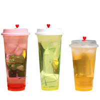 Gobelet jetable en plastique PP pour boisson, modèle 90 Caliber Circle Net Red Milk Tea Cup, 370-700ML, marque CLX, origine Hubei, imprimable