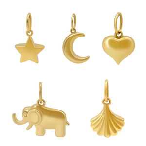 Kedatangan Baru Liontin Emas Padat 14K Bentuk Hati Bintang Bulan Gajah Hadiah Wanita Perhiasan Emas Padat Kustom - Product Image 1