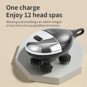 Portable <b>Electric</b> Meridian Brush <b>Waterproof</b> Kneading Handheld Scalp Massager Deep Kneading Vibration Red Light Head Massager - Product Image 2