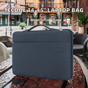 TECOOL Waterproof Polyester <b>Laptop</b> Sleeve <b>Case</b> Retractable Handle Closure-Free Design for 14/15 Inch <b>Laptops</b>-Denim Blue Made - Product Image 2