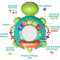 Juguete Educativo Multifuncional de Plástico para Bebés, Teléfono de Juguete con Nuevo Diseño de Piano, Tortuga Musical con Funciones de Inducción para Gatear