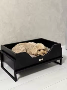 도매 원목 강아지 침대 고양이 원목 침대 쿠션 포함 합판 높이 조절 가능한 원목 강아지 소파 금속 프레임 애완동물 가구 - Product Image 2