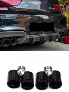 Puntas de Escape para Automóviles BMW Universales de Acero Inoxidable 304 + Fibra de Carbono Estilo Y, Punta de Silenciador Cuádruple <span class=keywords><strong>M</strong></span> Performance, Personalización Disponible - Product Image 4