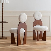 Chaise de salle à manger moderne en bois massif, chaise rembourrée en tissu bouclé, chaise design nordique pour restaurant, café, hôtel, mobilier de salle à manger