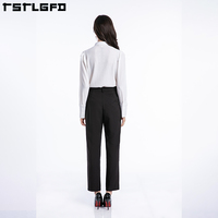 Blusa de Mujer con Cuello Mandarín de Color Sólido Personalizada, Camisa Regular de Chifón Transpirable, Antiestática y Ecológica para las Cuatro Estaciones