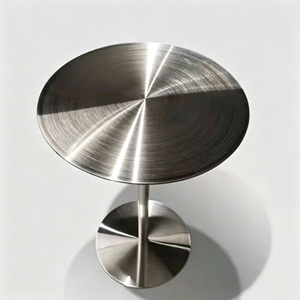 <span class=keywords><strong>Tavolino</strong></span> Rotondo Moderno in Acciaio Inox 201, Tavolo d'Appoggio Spazzolato Anti-Impronta con Base in Metallo Stabile per Caffè, Bar e Casa - Product Image 1