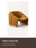 Chaise longue moderne en tissu bouclé avec base en métal et siège incurvé pour hall d'hôtel ou salon