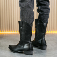 Bottes de cowboy rétro brodées à la main pour hommes, bottes à bout pointu, couture à la main, bottes western pour hommes pour l'extérieur