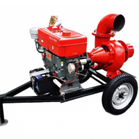 Pompe à flux mixte à moteur diesel monocylindre, pompe portable sur roues pour le déshydratage des chantiers de construction