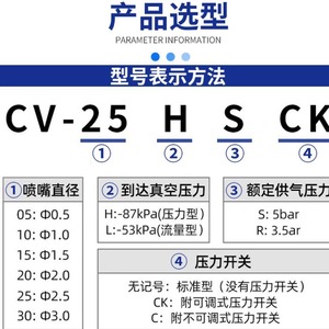 Accesorios para Brazos Robóticos, Generador de Vacío Neumático de Alta Potencia de Succión CV-10/15/20/25, Presostatos de Presión Negativa - Product Image 1