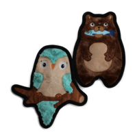 Jouets pour chiens écologiques personnalisables en gros, jouets bon marché, rembourrage froissé, peluche de camping, comprend un hibou, un perroquet, un ours, pas de rembourrage requis