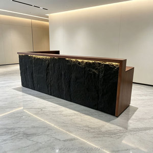 B164 Custom Modern LED Reception <b>Desk</b> <b>Large</b> Size Sintered Stone Front <b>Desk</b> Luxury Hotel Club Lobby CounterOffice Reception Table - Product Image 5