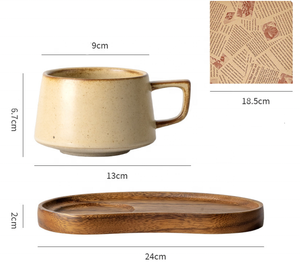 <span class=keywords><strong>Tasse</strong></span> à café au lait en <span class=keywords><strong>porcelaine</strong></span> écologique de style japonais rétro 320 ml <span class=keywords><strong>Grande</strong></span> <span class=keywords><strong>tasse</strong></span> à thé bombée Plateau en bois pour la maison Café Goûter - Product Image 6