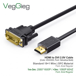 Câble <span class=keywords><strong>HDMI</strong></span> vers <span class=keywords><strong>DVI</strong></span> VegGieg, vente chaude, prend en charge <span class=keywords><strong>DVI</strong></span> simple ou double liaison, parfait pour HDTV, PC et moniteur - Product Image 1