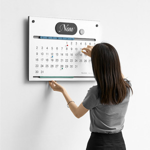 Minimalist Perpetual Calendar Wall <b>Hanging</b> Rectangle Beige Home Decor - Product Image 4