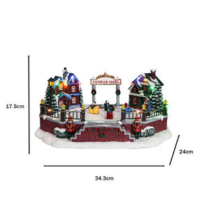 Pueblo Navideño de Resina con Pista de Hielo y Carros Chocones en Movimiento - Product Image 3