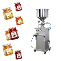 Petite machine de remplissage verticale pour liquides épais, confiture, pâte, beurre de cacahuète, miel, sauce, remplissage de bouteilles