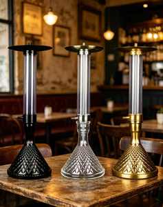 Cachimba de Vidrio Transparente Moderna con Base Metálica y Accesorios para Salón, Bar y Uso Doméstico - Product Image 5