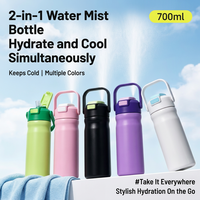 Bouteille d'eau à brume CHUFENG en acier inoxydable 316, double paroi, isolée sous vide, avec fonction de pulvérisation pour le sport, la gym et les voyages en extérieur