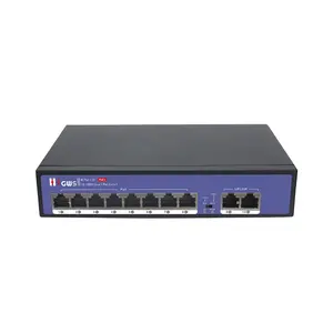 10/100M POE Switch Ethernet Port can support 10/100Base-TX auto-detection with AC Power Supply Switch 10*RJ45 Port