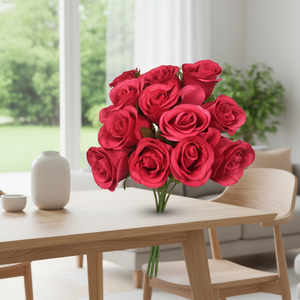 12 Pezzi Bouquet di Rose Artificiali LMD in Plastica Fatte a Mano, Decorazione Moderna per la Casa, Ecologica, Regalo per il Giorno di Scherzi d'Aprile - Product Image 3