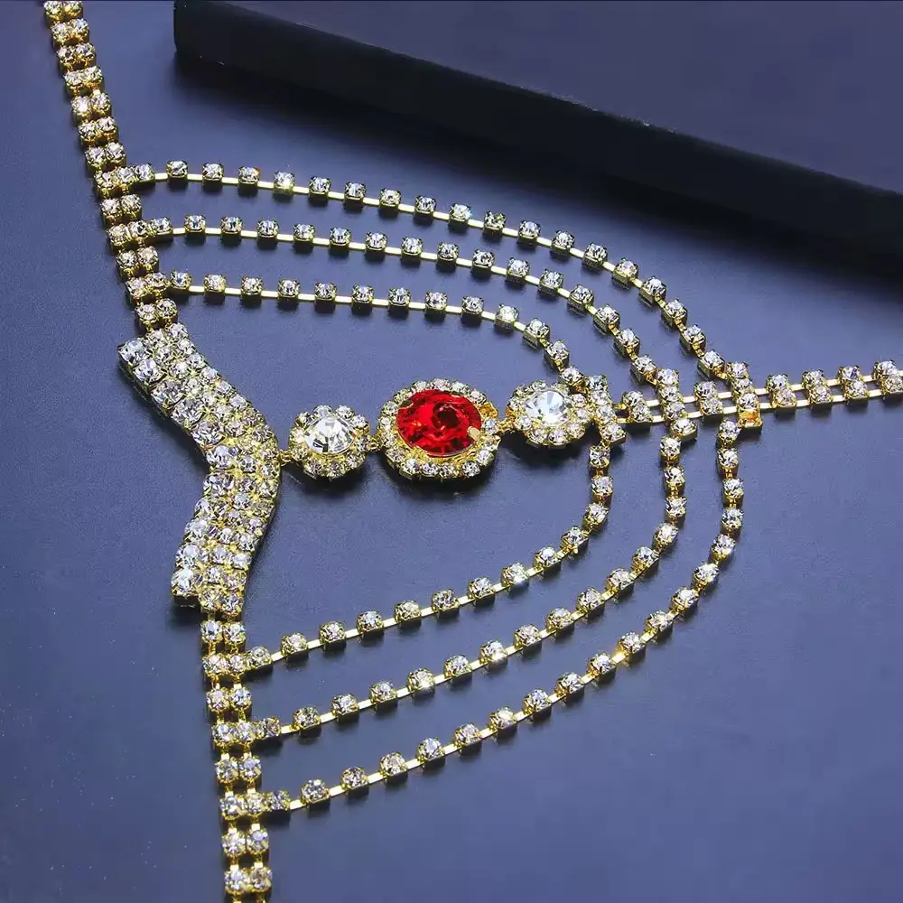 Fashion Sparkling Rhinestone T Shape Body Chain Body Accessories Glittering Crystal Diamond Belly Waist Chain