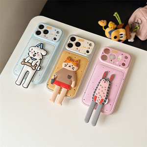 เคสโทรศัพท์หนังน่ารักลายลูกสุนัขพร้อมสายคล้องมือสำหรับ iPhone 17 16 15 14 Pro Max  พร้อมตุ๊กตาแมว ที่วางโทรศัพท์ แหวน และที่จับรูปนกฮูก - Product Image 2
