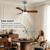 Ventilateur de plafond d'intérieur 220 V à 3 pales, style populaire, 36/42/52 pouces, 6 vitesses, avec lumière LED et télécommande, fabriqué en Chine