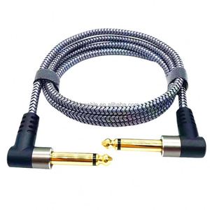 Guitar Patch <b>Cables</b> 6-Inch 0.15m 6.35MM Right-Angle Male-Male PVC Braided Audio <b>Cable</b> for Microphone/Speaker/Effects Pedal - Product Image 6