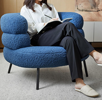 Fauteuil Individuel de Style Nordique en Tissu Sherpa Crème, Fauteuil Salon pour Chambre à Coucher, Siège Bouclé Mobilier de Maison