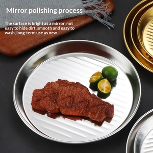 Assiettes rondes dorées en <span class=keywords><strong>acier</strong></span> inoxydable pour frites, desserts, steaks, avec 2 poignées, contrôle de l'huile, outils de cuisine DIY pour barbecue - Product Image 3
