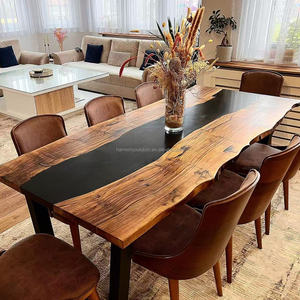 Venta caliente barato personalización muebles para el hogar restaurante madera maciza de nogal cocina comedor café río <span class=keywords><strong>resina</strong></span> <span class=keywords><strong>epoxi</strong></span> losa <span class=keywords><strong>Mesa</strong></span> - Product Image 6