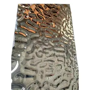 High Quality Water Ripple Stainless Steel Plate With Golden Hammered Finish