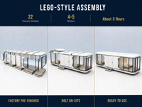 Maison capsule modulaire prête à être expédiée, structure en acier préfabriquée, cabane pour le glamping