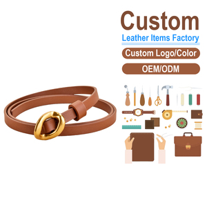 Cinturón de Cuero de Primera Calidad para Mujer, Cinturón Decorativo Versátil con Hebilla Ovalada Dorada para Trajes - Product Image 1
