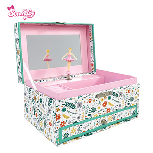 Caja Musical de Joyerí<span class=keywords><strong>a</strong></span> con Diseño Personalizado al por Mayor de Fábrica, Caja Musical con Cajón y Estampado Floral para Regalo de Cumpleaños para Niñas - Product Image 2